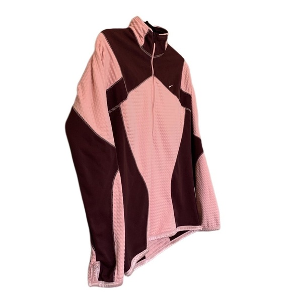 Nike Womens Thermafit Jacket Long Sleeve Half Quarter Zip Pink Maroon Textured - Picture 4 of 12